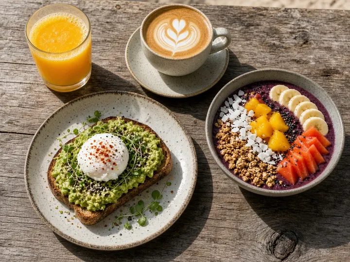 Café breakfast spread